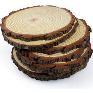 Rustic Wood Crafts Natural Wood Slices, Round Centerpiece Decor, Solid Wood, 10-11 Inch Diameter, Set of 10, for Events, Weddings, DIY Projects