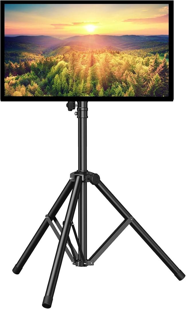 PERLESMITH TV Tripod Stand with 20 Tilt and 360 Swivel,Portable TV Stand for 23-70 Inch LED LCD OLED Flat Screen TVs,Height Adjustable Outdoor TV Stand with VESA 400x400mm, Holds up to 88lbs PSTM1