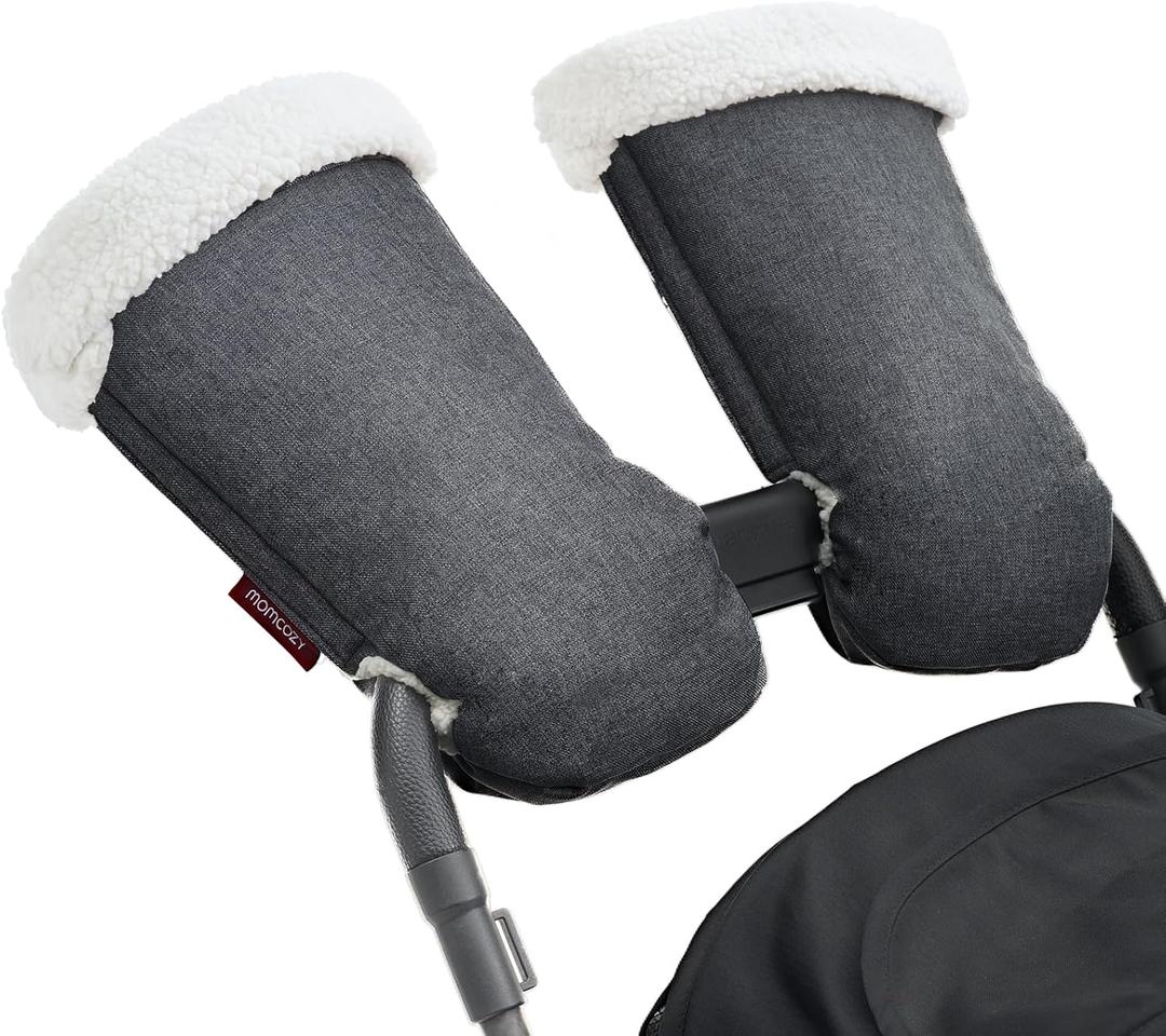 Momcozy Stroller Gloves Warmmuffs | Universal Winter Anti-Freeze Stroller Mittens | Winter Handmuff Stroller Accessories | Ultra-Plush,Weather-Proof | Foldable Adjustable | Shopping Golf Pet Cart (Black)