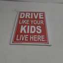 Please Slow Down Sign and Drive Like Your Kids Live Here Sign (Combo Pack), Red/White, Double Sided + Metal Stand