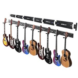 UPELLA Guitar Wall Mount Hangers for Multiple Guitars, Holds 10 Basses, Premium Aluminum Metal Mandolin Stand Banjo Rack Violins Holder, Adjustable Instruments Display Set, Wall Mount Hooks
