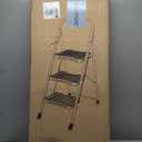 KINGRACK 3 Step Ladder, Sturdy Step Stool with Handrail, Anti-Slip Wide Pedals, 900lbs Foldable Step Stool for Home, Garage, Garden, Household, Large Loading Capacity, Pink