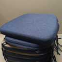 AAAAAcessories D-Shaped Chair Cushions, 2" Thick Dining Chair Pads with Ties and Removable, Machine-Washable Cover, 17" x 16", Set of 6, Blue