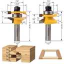 Exqutoo 3PCS 1/2" Shank Router Bit Set, Raised Panel Cabinet Door Making Router Bits, Cemented Carbide Router Bits, Woodworking Tools Router Door & Window Bits (Tenon Joint Cutter Diameter: 1-5/8")