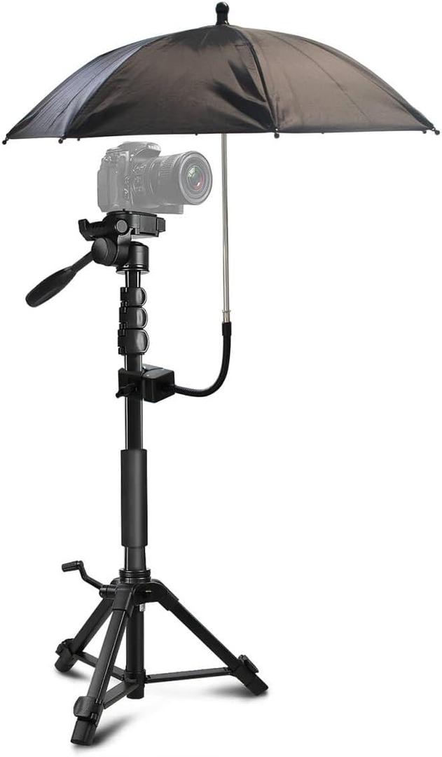 20 Inch Tripod Umbrella, Adjustable Gooseneck Camera Rain Cover, Umbrella Chair Clamp for Cameras, Rain & Sun Protection, for Outdoor Photographing Filming