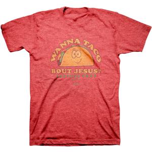 Kerusso Wanna Taco Bout Jesus Lettuce Pray Red Heather Cotton Crew Neck Christian Graphic T-Shirt Jesus Shirt (XX-Large)
