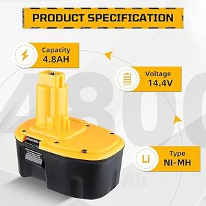 DC9091 4.8Ah 1Pack Ni-MH Replacement for Dewalt 14.4V Battery Compatible with Dewalt Battery DC9091 DW9091 DW9094 DE9091 DE9092 DE9038 Cordless Power Tools (Black and Yellow are Shipped Randomly)