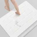 OTHWAY Large Stone Bath Mat, 32"x 20" Diatomaceous Earth Bath Mat for Bathroom Quick Drying Absorbing, Long Non-Slip Diatomite Hard Stone Shower Mat Instant Dry(White Grey)