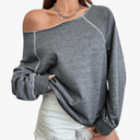 Women's Off The Shoulder Sweatshirts Long Sleeve Pullover Tops Trendy Y2k Fall Tops M