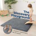 Huloo Sleep Baby Play Mat for Floor,1.3" Thick Elasti-Foam 50"×50" Playpen Mat for Tummy Time,Non-Toxic Certified Water Repellent Soft Coral Velvet for Toddler,Infant,Kids,Non-Slip Backing Safe for Crawling(Dark Grey)