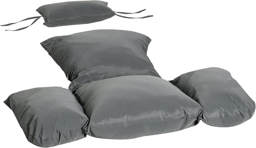  Garden Lounge Chair Cushion Set, Patio Egg Chair Seat, Armrest, Back Pad Cushion, Easy Clean & Replacement for Indoor & Outdoor Use, Dark Grey, Pack Of 2, 24x17 inches