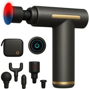 Professional Massage , Black, ABS Plastic, Deep Tissue Massager with 6 Speeds, 40-50dB Quiet Motor, 6 Massage Heads, Handheld, 9x3.5x2.8 Inches (Gray)