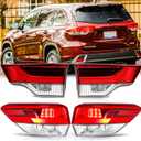 Outer and Inner Tail Lights Assembly Pair for 2017 2018 2019 Toyota Highlander OE Factory Style Red Taillights Rear Back Brake Lamps Driver and Passenger Side,Chrome Housing Clear Lens