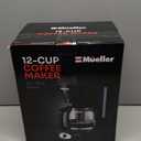 Mueller 12-Cup Drip Coffee Maker - Borosilicate Carafe, Auto-Off, Reusable Filter, Anti-Drip, Keep-Warm Function, Clear Water Level Window Coffee Machine, Kitchen Essentials & Accessories (Black)