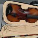 Kmise Violin 4/4 Full Set, High Density Ebony Violins, Glossy Acoustic Fiddle for Adults, Beginners, Students with Violin Case, Strings, Bow Kit, Shoulder Rest, Beginner's Guide (Tiger-Stripe)