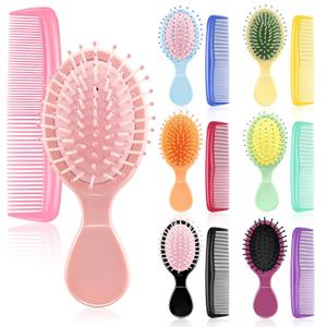 HOFASON 14 Pieces Bulk Mini Wet Hair Brush & Mini Combs Set for Kids Girls Women, Bridesmaid Gifts, Spa Party Supplies, Summer Stuff, 7 Travel Small Brush for Hair 7 Fine Wide Hair Combs for Boy Men