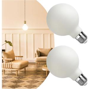 Frosted Edison Bulbs 60 Watt LED Equivalent, No Dimmable 6 Watt Light Bulbs, 2700k Soft White, E26 Standard Base LED Globe Bulb G30/G95 Vintage Bulbs, 2 Pack
