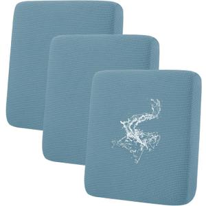 hyha Waterproof Couch Cushion Covers for Pets, Non Slip Sofa Seat Cover for Dogs Washable, Soft Thick Stretch Jacquard Fabric, Sofa Slipcovers with Elastic Bottom (3 Pieces, Lake Blue)
