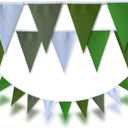 Dinosaur & Garden Party Gradient Green Felt Triangle Pennant Banner Garland Party Decoration Flags for Birthday, Wedding, Baby Shower, Arbor Day, Summer Golf & Outdoor Events, 32ft (9" x 6.5" Flags)