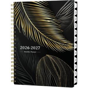 2 x Ymumuda 2026 Monthly Planner - 2 Year Monthly Planner, JAN.2026 to DEC.2027, 8.5" x 11", Large Calendar with Spiral Bound, 24 Coated Tabs,24 Months Perfect for School & Office Schedule, Golden Leaves