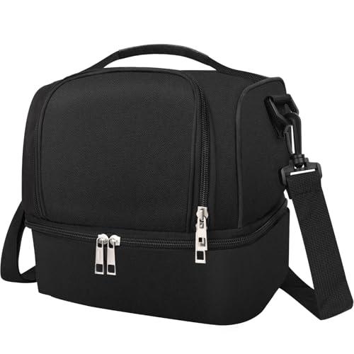 Ymoilaky Lunch Box Lunch Bag for Women Men Reusable Insulated Lunch Bag Women Lunch Cooler Tote Bags with Adjustable Shoulder Strap for Office Work Picnic Travel, Black