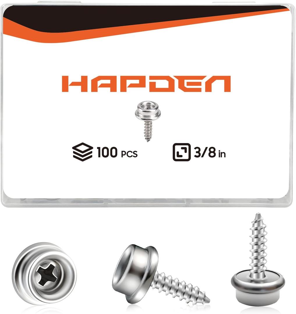 Boat Canvas Snaps, Marine Snaps Stainless Steel, Boat Cover Snaps Stainless Steel Kit With 3/8 Inch Socket Snap Screw (100pcs Sliver)