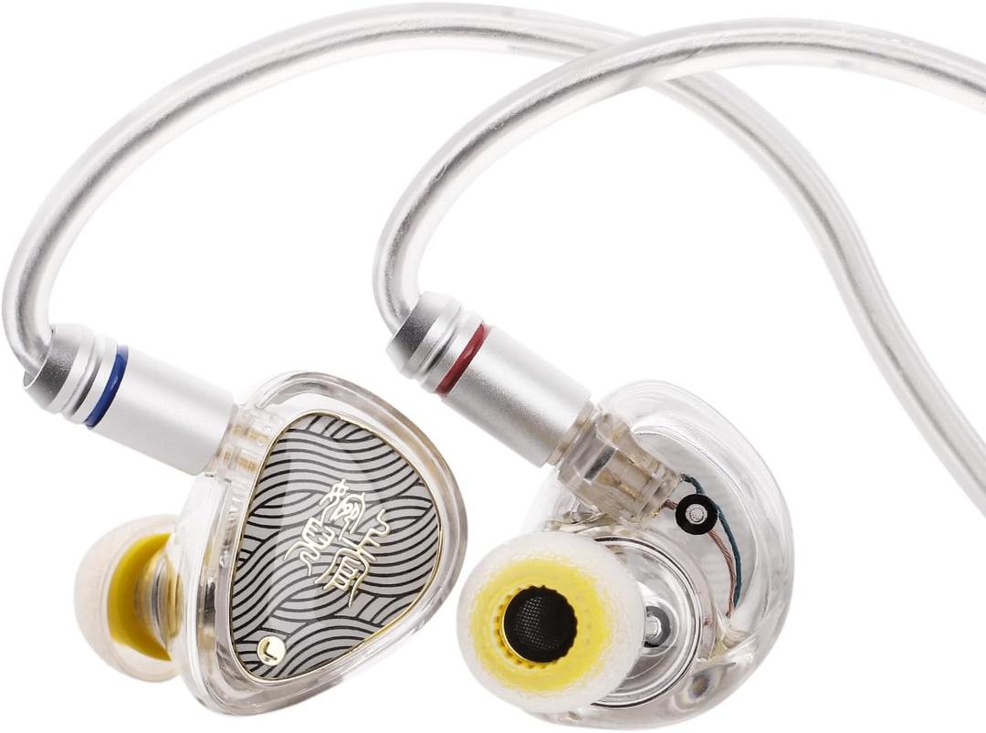 Linsoul TANGZU Wan'er S.G II in Ear Monitor,HiFi Wired Earbuds,10mm Dynamic Driver PET Diaphragm Gaming IEM Earphones with 2Pin Detachable OFC Cable for Audiophile DJ Stage (Clear White, 4.4mm)