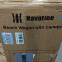 Navatiee Beach Wagon with Big Balloon Wheels for Sand, 200L Extra Large Beach Cart with Canopy, 440Lbs Heavy Duty Folding Wagon Collapsible with 9" Tires & Side Pocket for Beach, Outdoor, Light Blue