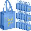 Sweetude 30 Pcs Thank You Gift Bags with Handles Bulk Reusable Goodie Bag Non Woven Foldable Handbag for Graduation Wedding Bridesmaid Gifts(10 x 8 x 4 Inch,Sky Blue)