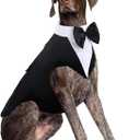 DORA BRIDAL Dog Tuxedo for Large Dogs, Dog Suit and Bowtie, Formal Dogs Wedding Outfit, Pet Tuxedo and Bandana Set Valentines Birthday Christmas Party Costumes for Labrador,Golden Retriever, Black, L