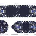 GRANDDECO Holiday Christmas Table Runner 13"x54", Cutwork Embroidered Floral Christmas Blue Candles Dresser Scarf Table Topper for Home Dining Xmas Tabletop Decoration
