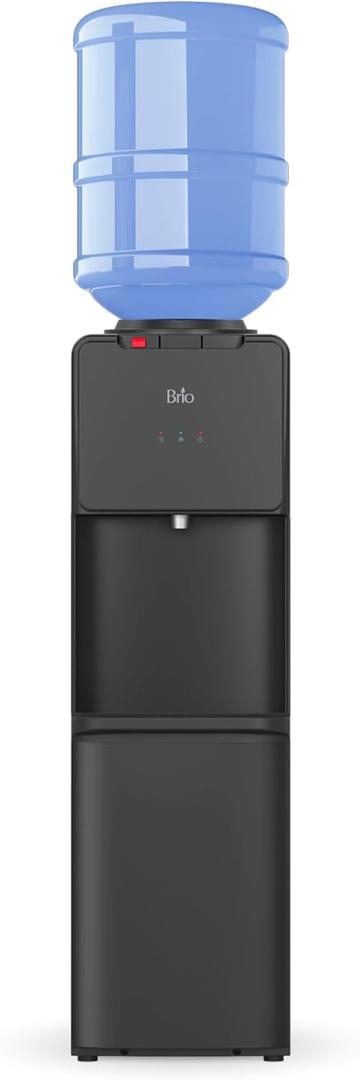 Brio 130 Series Top-Load Water Cooler Dispenser for 3- and 5-Gallon Bottles, Hot & Cold, Spill-Free Loading, Child Safety Lock, Energy Star 3.0, Black