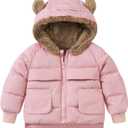 TUONROAD Baby Girls Coats for 6 Months-5 Years Toddlers Boy Winter Jacket Warm Bear Hooded Outdoor Coats Size 5 (Pink)