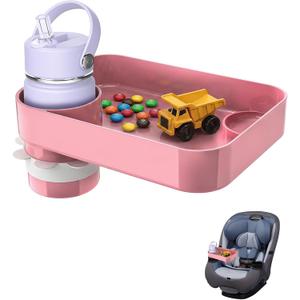Car Seat Snack Tray for Kids Toddler Travel,Cup Holder Expander for Car,Toddler Travel & Road Trip Accessory for Mess-Free Snacking in The Car (Pink)