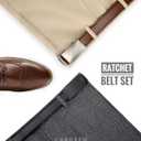 CHAOREN Leather Ratchet Belt Men 2 Pack - Customizable Fit, Effortless Style (35mm) Basic Black/Brushed Cognac, 32" to 38" Waist Adjustable