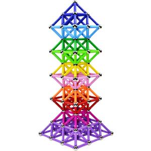 150Pcs Magnetic Building Sticks Blocks Toys, 2.3" Length Magnet Educational Toys Set for Kids and Adult, STEM Building Toy 3D Non-Magnetic Balls with Storage Bag