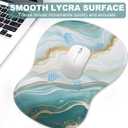 Ergonomic Mouse Pad with Wrist Rest and Keyboard Wrist Rest, Gel Mousepad and Wrist Rest for Computer Keyboard, Pain Relief, Non-Slip PU Base, Mouse Pad Wrist Support for Gaming, Blue Green Marble (Cyan Marble Set)