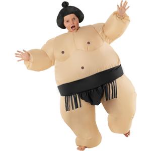 Morph Sumo Wrestler Inflatable Costume for Kids - Halloween Wrestling Suit (Black)