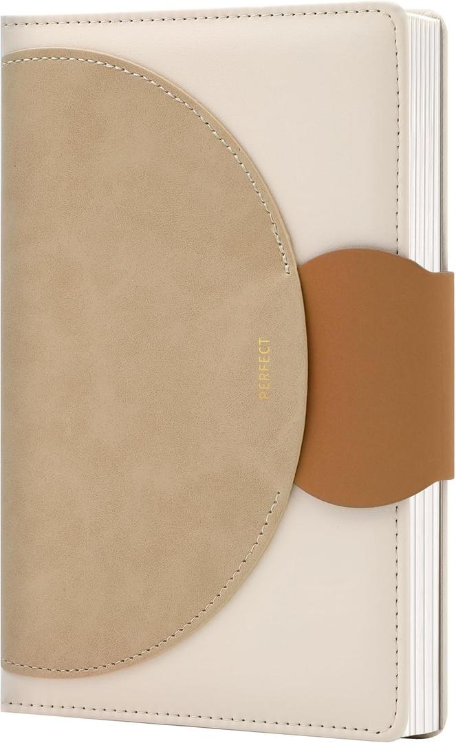 CAGIE Lined Journal for Women, 100GSM Leather Journals for Writing with Buckle Closure,A5 Hardcover Diary Journaling Notebooks for Business Work School Note Taking 5.9" x8.59 (Brown)