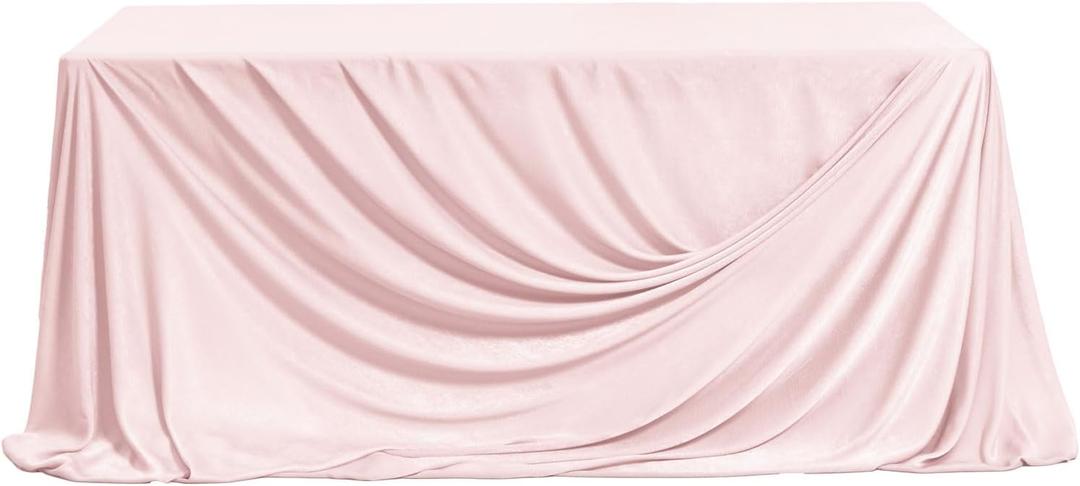 Ling's moment Pink Wedding Table Cloths in Velvet-Like Fabric, 9ft x 11ft, Fits 4ft/6ft Rectangular/Round Sweetheart&Head Table for Wedding Reception, Bridal Shower, Birthday Decoration