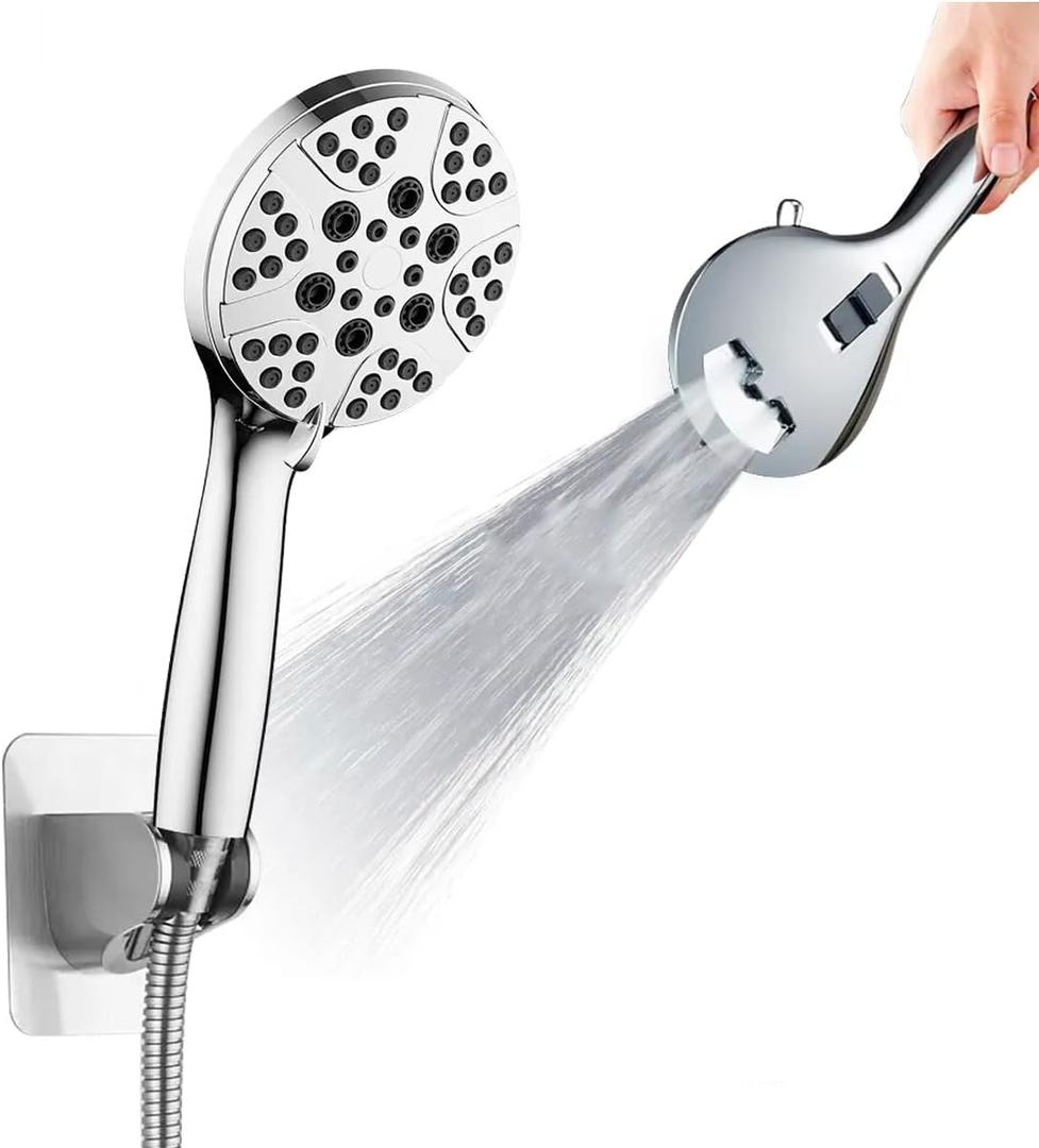 CHELMON High-Pressure Shower Head with Handheld - 8 Spray Modes, Adjustable Brass Holder, 70'' Long Hose, Detachable for Full Body Coverage and Rainfall Experience