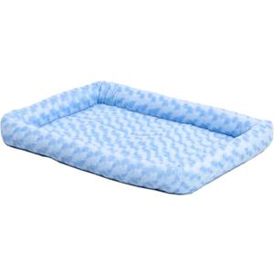 MidWest Homes for Pets QuietTime Fashion Dog Bed - Blue Faux Fur Bolster, Ultra-Soft and Machine Washable, Fits 24-Inch Crates and Carriers, for Small Breed Dogs