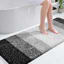 OLANLY Bathroom Runner Rugs 59x24, Extra Soft Absorbent Microfiber Bath Rugs, Rubber Backing, Quick Dry, Machine Washable Bath Mats for Bathroom Floor, Tub and Shower, Home Decor Accessories, Black