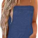 IWOLLENCE Women's Floral Tube Tops Casual Summer Backless Strapless Top Sleeveless Bandeau Tanks Shirt (Blue, M)