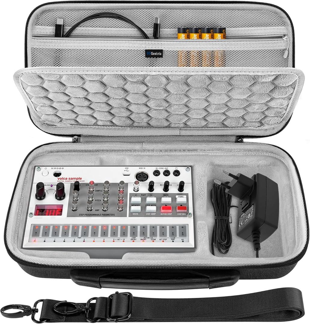 GEEKRIA Hard Shell Travel Case Compatible with Korg Volca Drum/Volca Keys/Volca Beats/Volca FM2 / Volca Sample 2 / Volca Bass Audio Sampler Carrying Bag (Dark Gray)