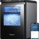 ecozy Smart Nugget Ice Maker Countertop, First Full-Color Smart Panel Ice Machine with APP Control, Double-Layer Insulation, 44 lbs/24H Soft Pellet Chewable Ice, Pull-Out Water Tank, Self-Cleaning (Silver)