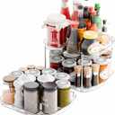 Yieach 2 Pack Rectangle Lazy Susan for Refrigerator,12x10 Square Fridge Turntable Organizer & Tray and 2 Tier Rotating Spice Rack for Jar,Can,Medication,Condiments,Seasoning Organizer for Cabinet