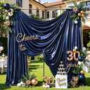 Navy Blue Satin Backdrop Curtains for Parties, 2 Panels 5FTx12FT Wrinkle Free Glitter Background Photo Backdrop Drapes for Wedding Birthday Photography Back Drop Cloth Holiday Festival Decor