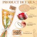 Gilprop 100 Packs 16.5'' Flower Wrapping Bags Kraft Paper Floral Packing Sleeves with Floral Card Holder Picks Ribbons and Thank You Card Bouquet Flower Wrapping Sleeves for Wedding, Birthday Gift