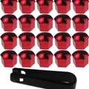 20 Pcs Wheel Lug Nut Covers Bolt Caps,17mm Silver Universal Anti-Rust Car Tire Nut Caps Bolt Cover,Hexagonal Plastic Tire Bolt with Removal Tool (Red)